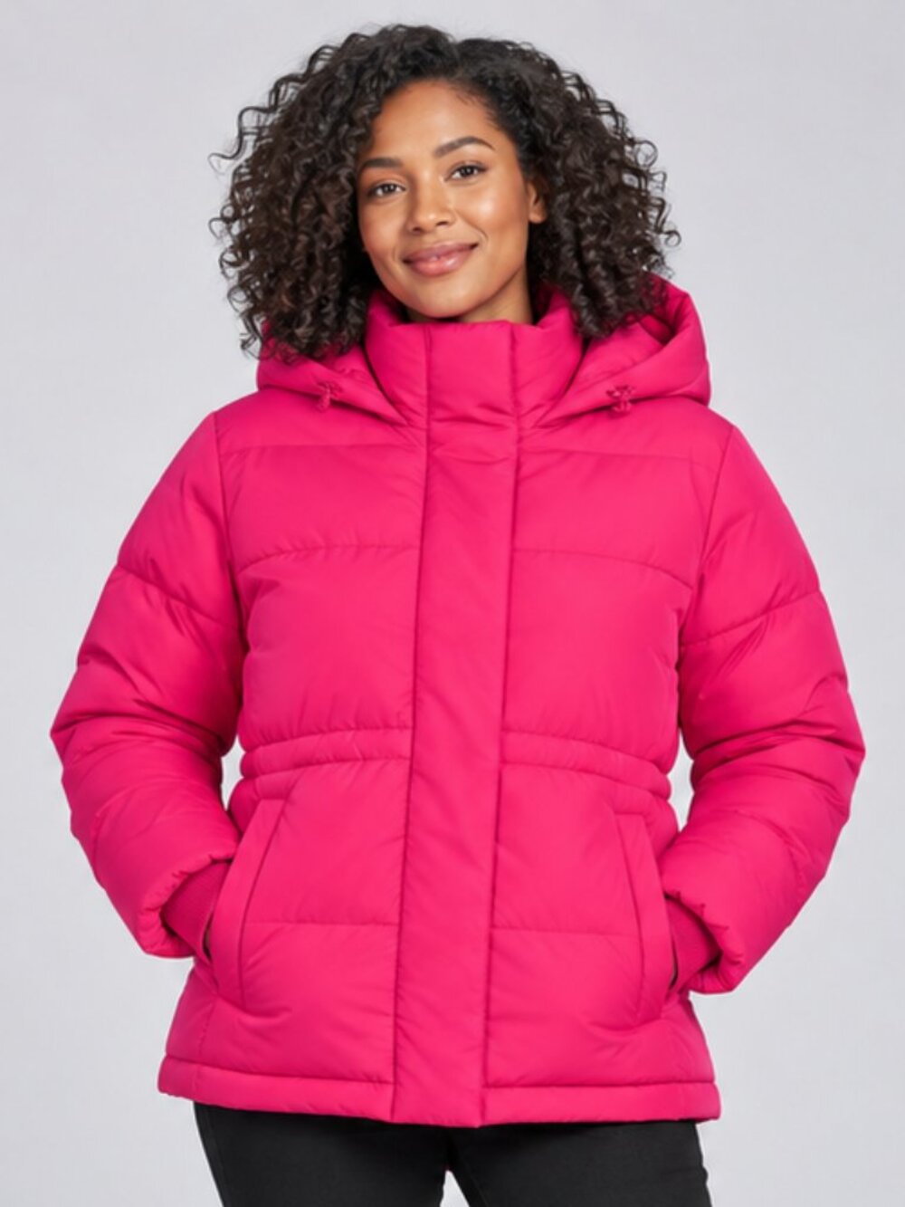 Hot Pink Hooded Puffer Winter Coat Women’s Medium